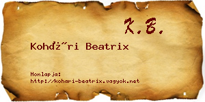 Kohári Beatrix névjegykártya