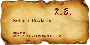 Kohári Beatrix névjegykártya